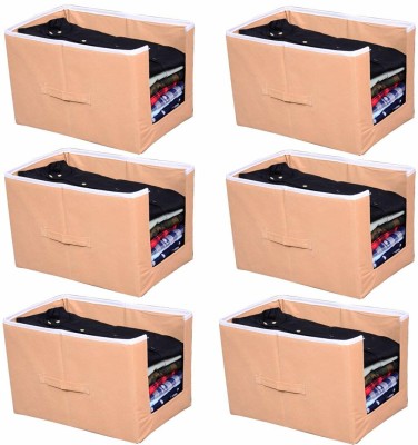 SH NASIMA 6 Multi-Functional Folding Storage Box Organizer, Storage Boxes for Toys, Baby Cloth,Medicines,Cosmatics ST02_Beige6(Beige)