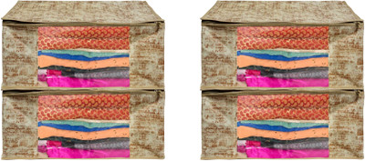 AARON INC High Quality Large Saree Cover With Double Zipper | Wardrobe Bag | Saree Cover Closet Organizer / Saree Bags For Wardrobe Organizer Clothes Premium Clothes Cover (Wedding Collection Gift) Garment Cover Pack of 04 F7773_SC_Large_82464071(Beige)