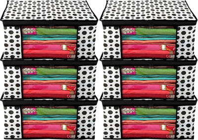 Viha fashion Saree Cover Clothes Organiser For Wardrobe Set with Transparent Window pack of 6 Multipurpose Bag(Black, 2)