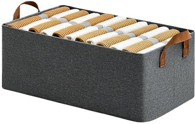 VRTREND 26L STORAGE BAG FOLDABLE VR 7 Household Wardrobe Cloth Storage Box Steel Frame Support Closet Storage Bin VR 7 Cover Boxes with Handles for Wardrobe Clothes, Sarees, Bed Sheet, Blanket VR 7(Grey)