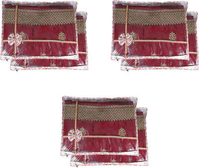 GULAFSHA INDUSTRIES Stylish Printed Tear Resistant Non Woven Fabric Single Saree Cover/Garment Bag Pack of 6(Red)