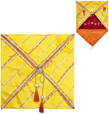 Wrapping Studio Saree Bag Art Silk Saree/Suit Cover – Dual Color Gota Line Design (Yellow) WRS-0021-YWGLSB-0001(Yellow)