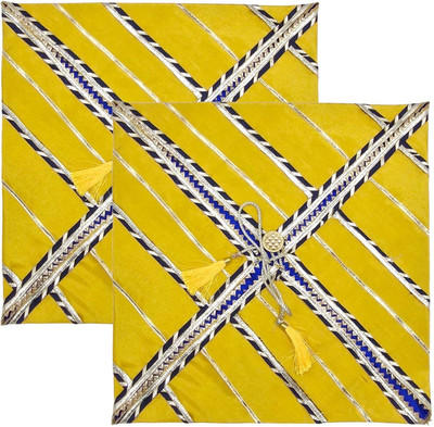 Wrapping Studio Saree Bag Silk Saree/Suit Cover Dual Colour Gota Line Design | Dark Yellow (Set of 2) WRS-0021-YBGLSB-0002(Yellow)