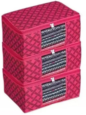 S AND H saree cover Non Woven Multi Saree Cover Storage Bags for Clothes Combo New Non Woven Multi Saree Cover Storage Bags for Clothes Combo New(Red)