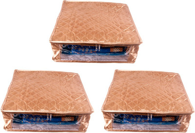 FAVISM Designer 5 Inch Height Side Transparent Large Saree Cover - Set of 3 Pcs. Golden00277(Golden)