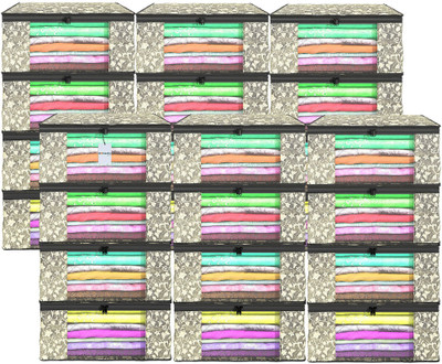 HOMESTIC by Kuber Industries Saree Cover (Pack of 24) Foldable 9 Inch New Flower Non-Woven Saree Covers | Black Cloth Storage(Black)