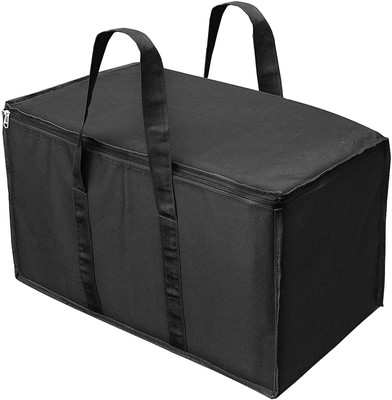 TULMAN 1 PACK Big Clothes Storage Bag Organizer, Document Toy Storage With Zipper Closure and Handle- Square(Black)