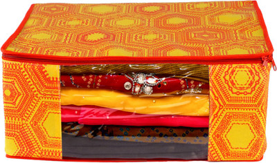 ANNORA INTERNATIONAL Saree Cover storage bags for clothes With Primum quality cloth organizer Pack Of 1 non Woven Saree Covers, Wardrobe Organizer Dual Zipper transparent Window Saree bag(Orange)