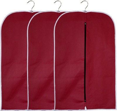 House of Common Stylish Durable Water Resistant and Tear Resistant Non Woven Coat Covers/Suit Covers/Garment Bags Set of 3(Maroon)