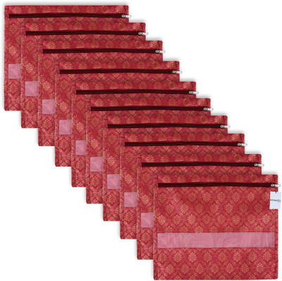 HOMESTIC by Kuber Industries Saree Cover Non-Woven Golden-Print Single Saree Clothes Bags|Pack of 10|Maroon 84HT17756(Maroon)
