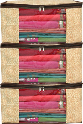Premkraft Bp Non- Woven Saree Cover With Transparent Window Set Of 3(Brown)