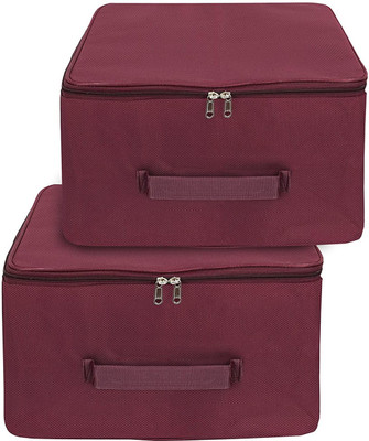 wini krafts Presents Premium Quality Nylon Wardrobe Bag Underbed Cloth Storage Organizer with Handle Pack OF 2(Maroon)