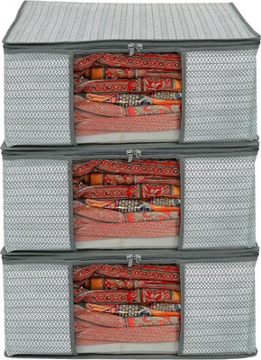 Ankit International Saree Cover Premium-Quality Trendy Saree CoverFor Wardrobe Organizer Garments Storage bags-Big in size Arrow Grey Printed Pack of-3(Grey)