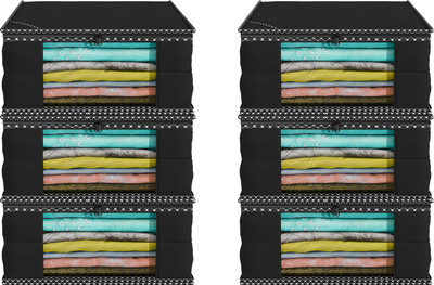 Ankit International Designer Non Woven Saree Cover set of 6 AI_001_PK(Black)