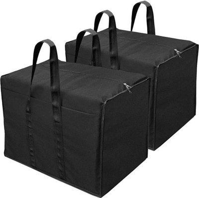 Oriscape Premium Quality Nylon Wardrobe Bag, Underbed Cloth Storage Organizer with Zippered Closure & Handle, 2 Pcs(Black)