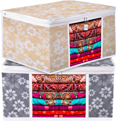 HOMESTIC by Kuber Industries Saree Cover Flower Quilted Saree Storage Bag with Visible Window |9 Inch|Pack of 2|Multi 82HT17094(Multicolor)