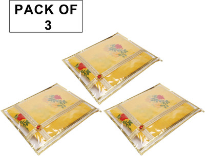 GIBI set of 3 saree cover With Transparent Top Gold Saree Cover 10 Set Single-Transparent-Design-Gold-Set-Of-10 (Gold)(golden)