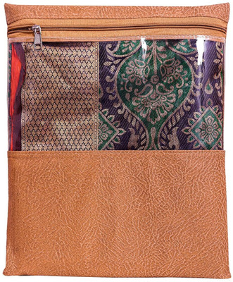 JD FRESH 01 Pcs Non-Woven Saree Covers Zip Cover/Wardrobe-Cupboard Organizer Space Saving Transparent Bag/Saree Organizer for Travelling(Brown)