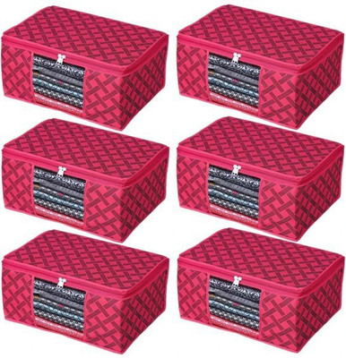 S AND H Saree cover Storage Bags for Clothes with primum Quality cover for Wardrobe Pack of 6(Red)