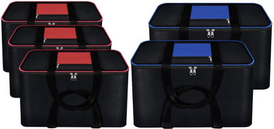 AQSA ENTERPRISE Multipurpose Heavy Duty Travel Storage Bag with Dual Zipper & Carry Handles | Foldable Large Capacity Utility Organizer Blanket Cover Blue mix Black-Q2_Blanket Cover Red mix Black-Q3(Blue mix Black, Red mix Black)
