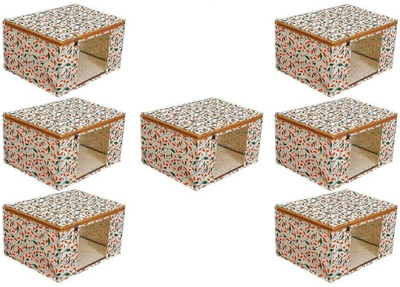 Aaliya Classic Series saree cover Foldable Pack of 7 Organizer for Wardrobe and Storage Multi Use HBV210(orange patti)