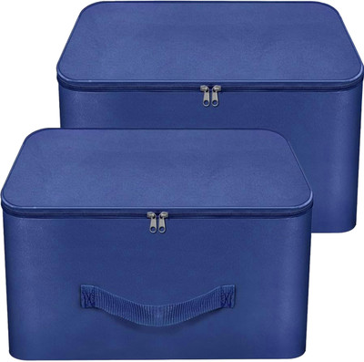 STORITE Wardrobe Bag Underbed Moisture Proof Cloth Storage Organizer Saree Cover with Zippered Closure & Handle(Blue)