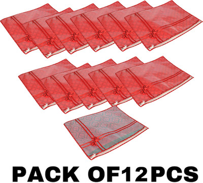KITTI Saree Covers 12 Set With Transparent Top Red Saree Cover 12 Set -Single-Transparent-Bow-Design-Red-Set-Of-12 pink(Red, Black)