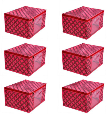 bapu creation 100 gsm Black stripe Maroon Background sari cover packof6(Maroon)