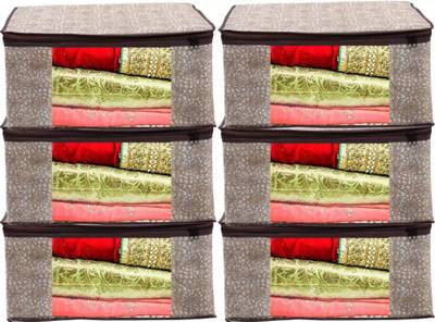 TOYSILO clothes storage box closet storage boxes wardrobe organiser Non-Woven Fabric Saree Cover Clothes Organiser with Transparent Window saree bags organizer sadi bag storage box for clothes cloth organizer Pack - 6