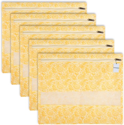 HOMESTIC Saree Cover Non-Woven Carry-Print Single Saree Clothes Bags|Pack of 5|Yellow 84HT17761(Yellow)