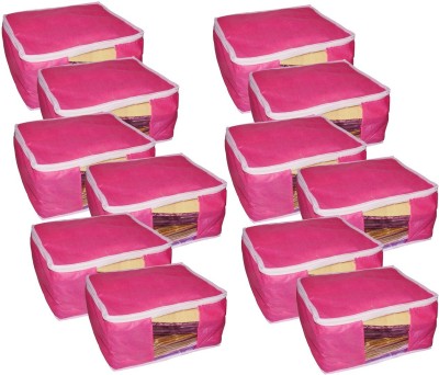 ultimatefashionista saree cover Quality Pack of 12 Non Woven 10inch Designer Height Saree Cover 12pc pink saree cover(n)(Pink)