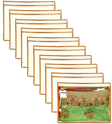 Liznoriz garemet cover set 12 pic Transparent Non-Woven Storage Bags with Premium Zipper Closure(Gold)