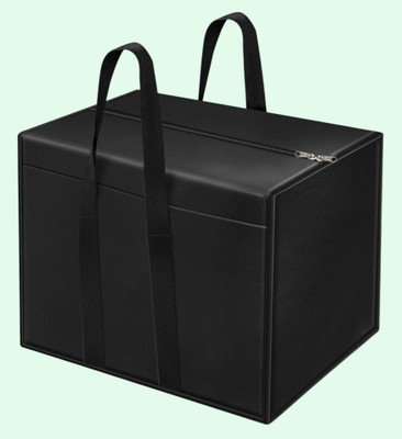 STORITE Big Storage Organizer Bag Underbed Organizer with Zipper for Clothes, Blankets, and Accessories Zipper Closure and Handle - 57x40.5x36.8 cm(Black)