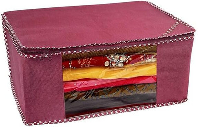 Farhan Enterprises Non Woven Maroon Tear Resistant Non Saree Covers/Garment Bag/Storage Organizers For Your Wardrobe Set of 2(Maroon)