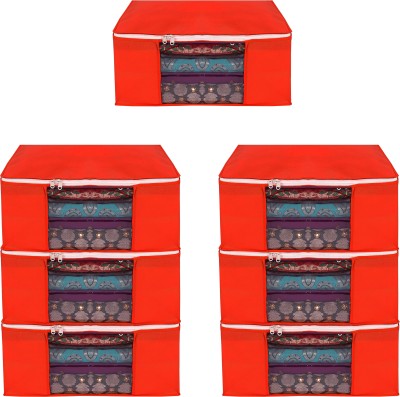 House of Common High Quality Large Saree Cover With Double Zipper | Wardrobe Bag | Saree Cover Closet Organizer / Saree Bags For Wardrobe Organizer Clothes Premium Clothes Cover (Wedding Collection Gift) Garment Cover Pack of 07 F7773_SC_Large_82463163(Red)