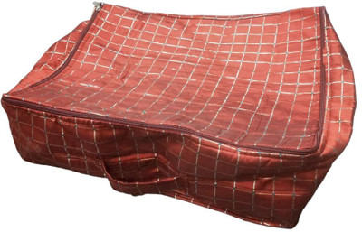 Peafowl 6Flap Saree/Suit Cover 6 Flap Saree Cover Bag | Saree Cover Satin Bow Design Red 6Flap Saree/Suit Cover(Red)