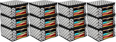 House of Common Garments Cover Polka Dots 12 Non Woven Saree Cover Clothes Transparent Window (Black & White) 12(Black, White)