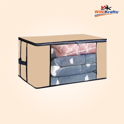 Wini Krafts 001 Blanket Storage Bag For Wardrobe Organizers| Non Woven Underbed Storage Bag Pack Of 1 (Beige) MOQ 2 For Rs. 99 @ 75% off