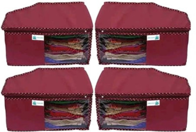 DESTINY ENT Garment covers Unicart Maroon Saree Cover Non-Woven Fabric Saree Organizer,Transparent Window Pack of 4(Maroon)