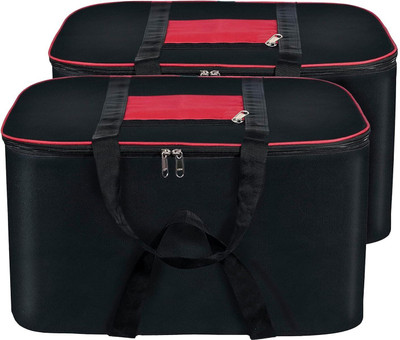 JoyeCrafts NA Moisture Proof Under bed Storage Bag For Clothes/ Blankets/ Saree With Zipper Closure(Black)