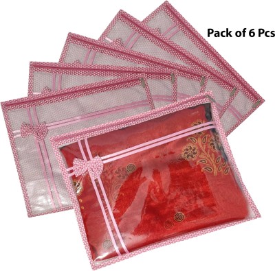 Mithark Pink Set of 6 Pcs Samosa Design Transparent Saree Cover,Pouch,Garment cover,Pouch Set Of 6 Pcs(Pink)