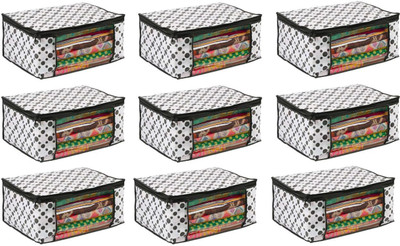 RRH Foldable Bag Saree Cover Storage Wardrobe organizer for cloth Saree Packing Cover For Wedding PACK OF 9(Black, White)
