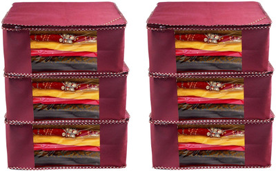 AUCRAFTSHOME saree cover Non Saree Covers/Garment Bag/Storage Organizers For Your Wardrobe AC Set of 6(Maroon)