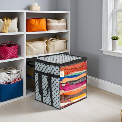 AMAK INC Polka Dot Non-Woven Saree Cover Storage Box with Transparent Window & Dual Zipper | Foldable Cloth Organizer for Wardrobe (90 GSM, Large, Pack of 1 SFXF163 Luggage Cover(Non-Woven Fabric (90 GSM), White, Black)