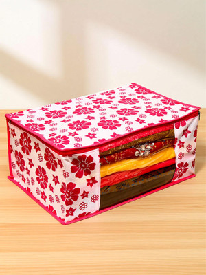 PRAHAN INTERNATIONAL Set of 1 High Quality Non Woven With Window Saree cover/Wardrobe Organizer Clothes cover/Storage Cover/Cloth Organizer Cover Storage Space Saver Multipurpose Bag/ Wardrobe Storage Organizer Storage Box ‎ F1824_SC_XL(Pink)