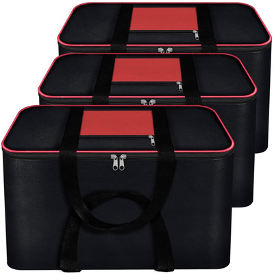 infinity craft Moisture Proof Non Woven Rectangular Big Underbed Clothes Storage Bag Organizer Foldable Blanket Cover with Zipper and Strong Handles(Black & Red)