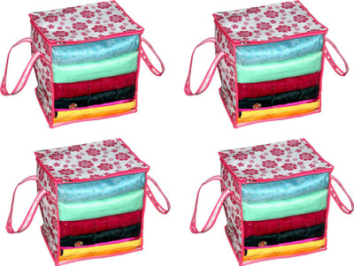 Ankit International AI_PF_Box_04  Designer Standard Size Non Woven Saree Cover Pink Flower Box Pack of 4 AI_PF_Box_04(Pink)