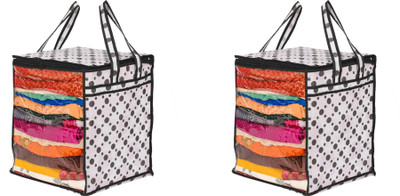 BB BACKBENCHERS Polka Dot Xl Non- Woven Saree Cover With Full Size Transparent Window Set Of 2(White, Black)