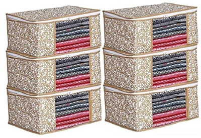 DKS enterprise cloth storage Non-Woven Fabric Saree Cover Clothes Organiser & Transparent Window storage box Saree Cover 1(Beige)
