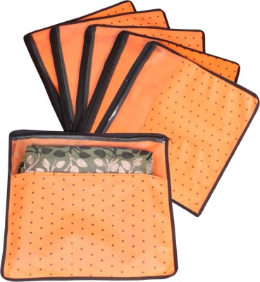 PrettyKrafts Saree orgonizer Foldable Single Saree Covers, Wardrobe Organizer With Transparent Top And Zip shopsy_F1290_Orange6(Orange)